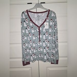 NWT Emerson and Friends 2X Womens SnowPeople Pajama Top Long Sleeve
